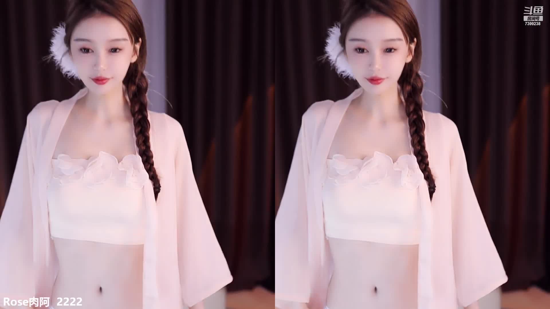 斗鱼主播【Rose肉阿】高价定制 情趣丁字疯狂揉胸欢音坐莲 漏毛艳舞【100V】 (35)