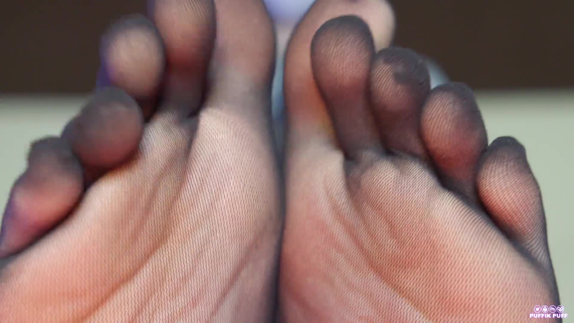 0009 - Trans Schoolgirl Showing Her Foot Wearing Black Nylon Pantyhose Covered by Lot of Lube (64c54ca3edbfa)