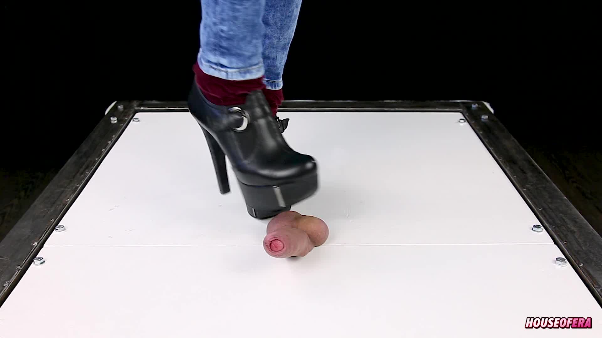 0234 - Ballbusting cock trampling and CBT in high heel boots Shoejob Sockjob POV (ph5cb4cc82b46ef)