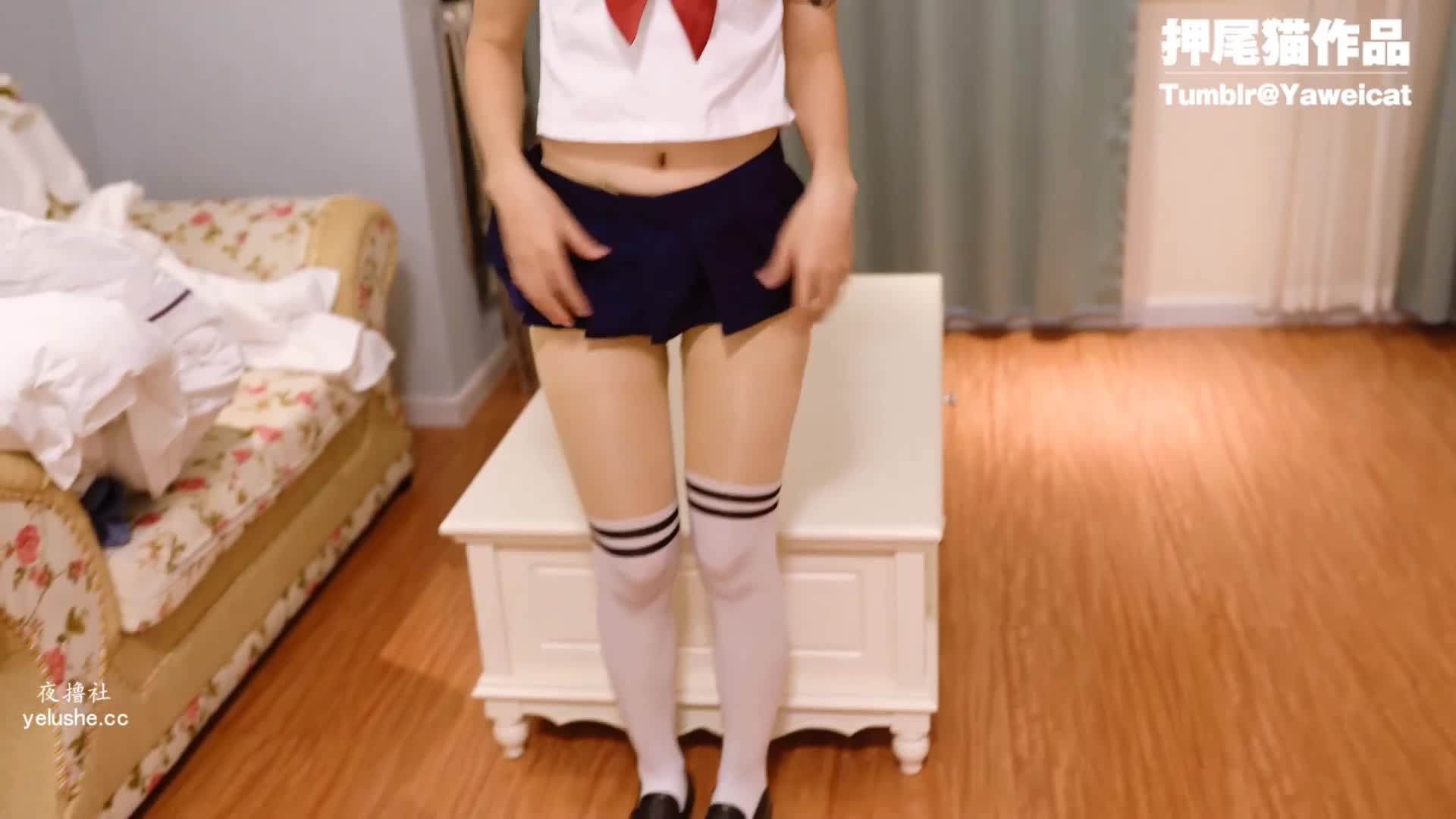 微博网红@押尾猫作品，编号43JK制服美少女 敏感痉挛绝顶 超主动骑乘位