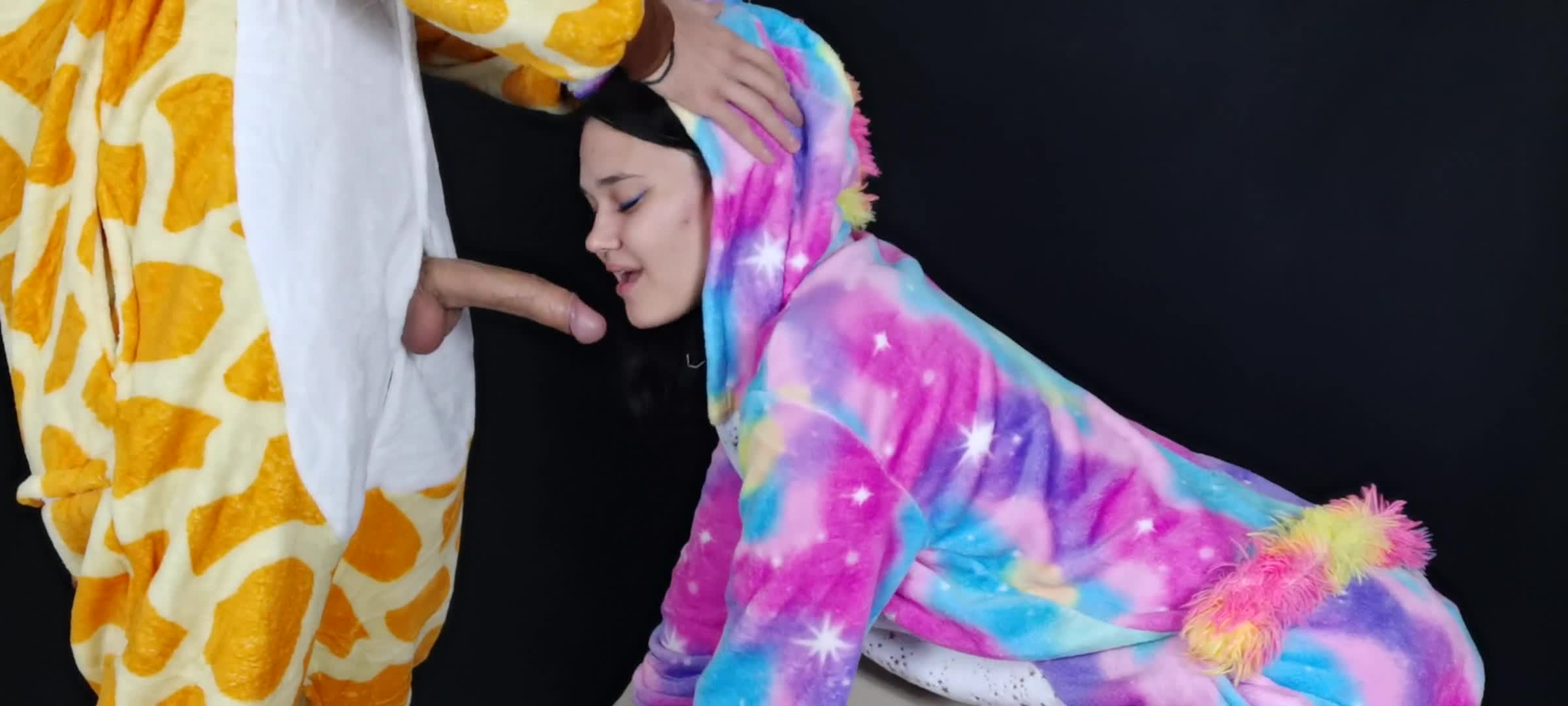 68 Gagging from a deep throat because his cock is huge