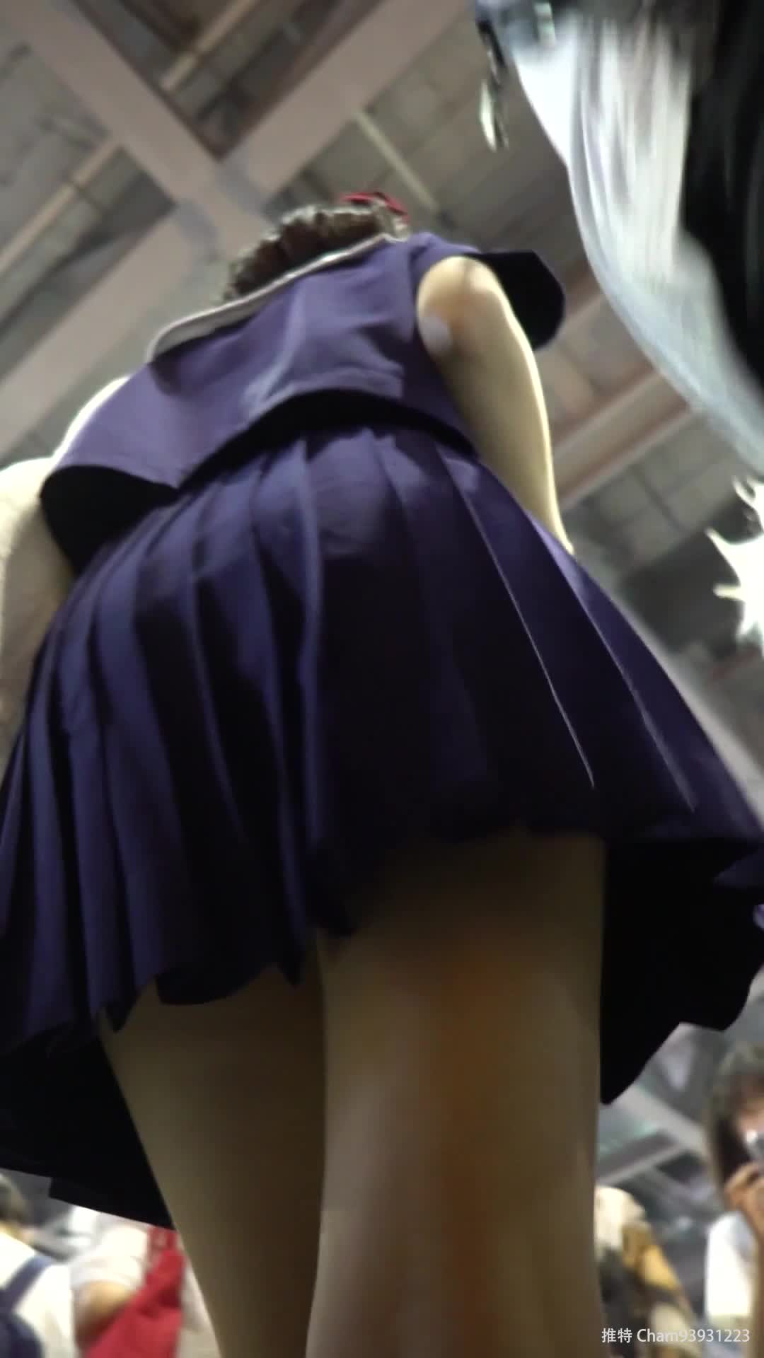 【yzwcd】ym043深蓝色短发jk小姐姐！浅绿色爱心内裤！